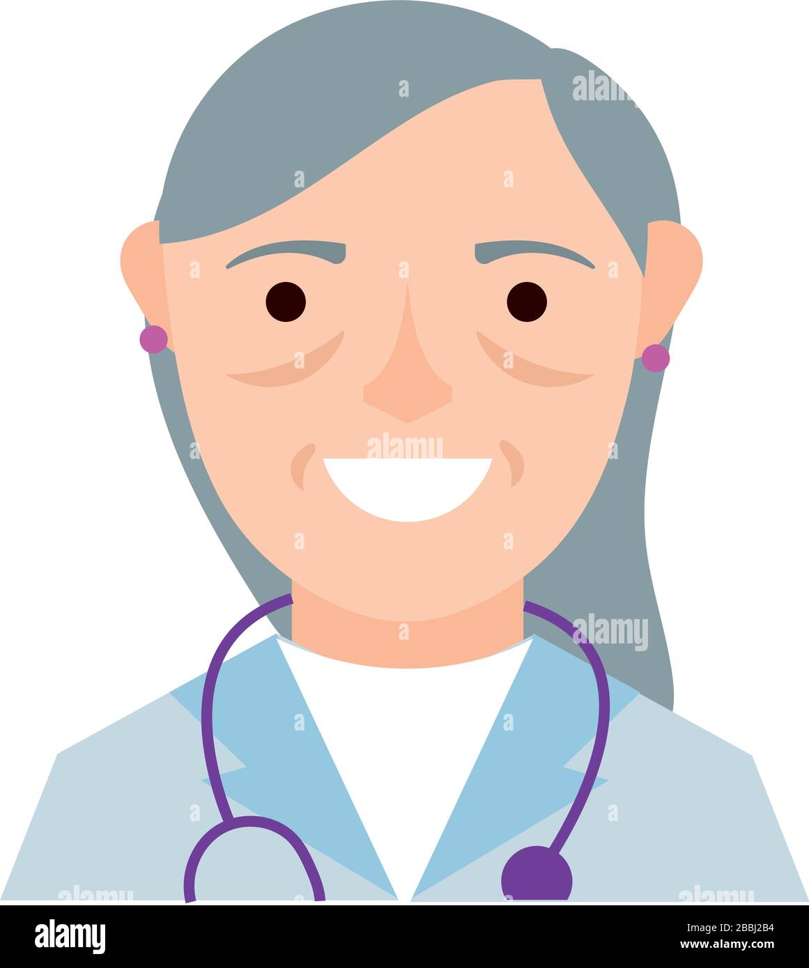 female doctor with stethoscope character flat style Stock Vector Image ...