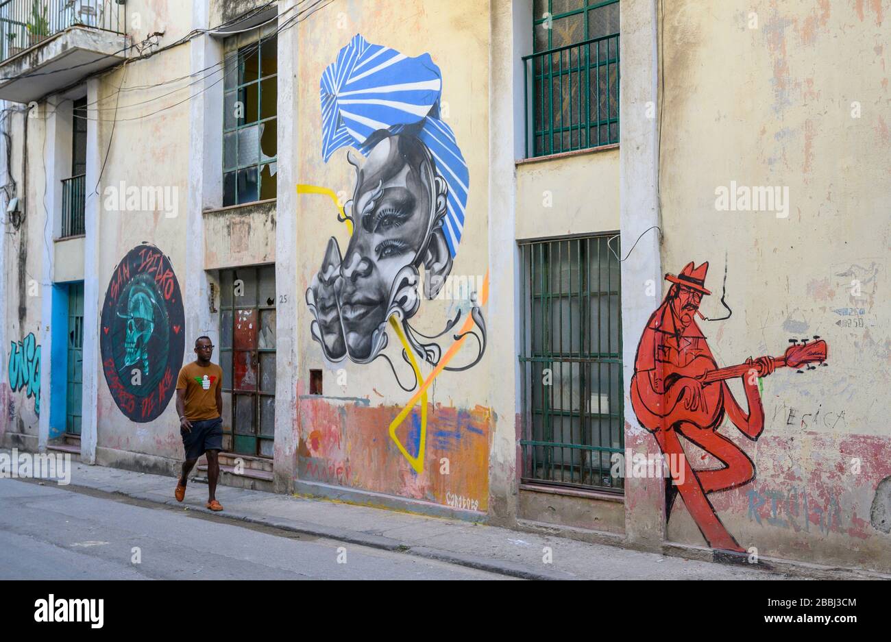 Wall Mural art,  Havana Vieja, Cuba Stock Photo
