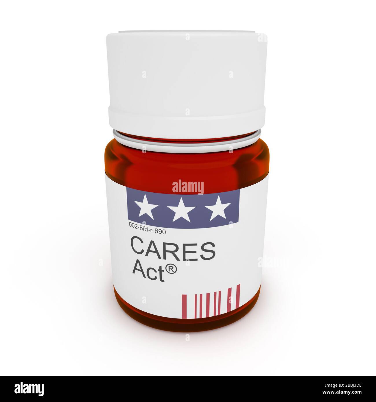 Coronavirus Aid, Relief, And Economic Security Act: Pill Bottle CARES Act, 3d illustration Stock Photo