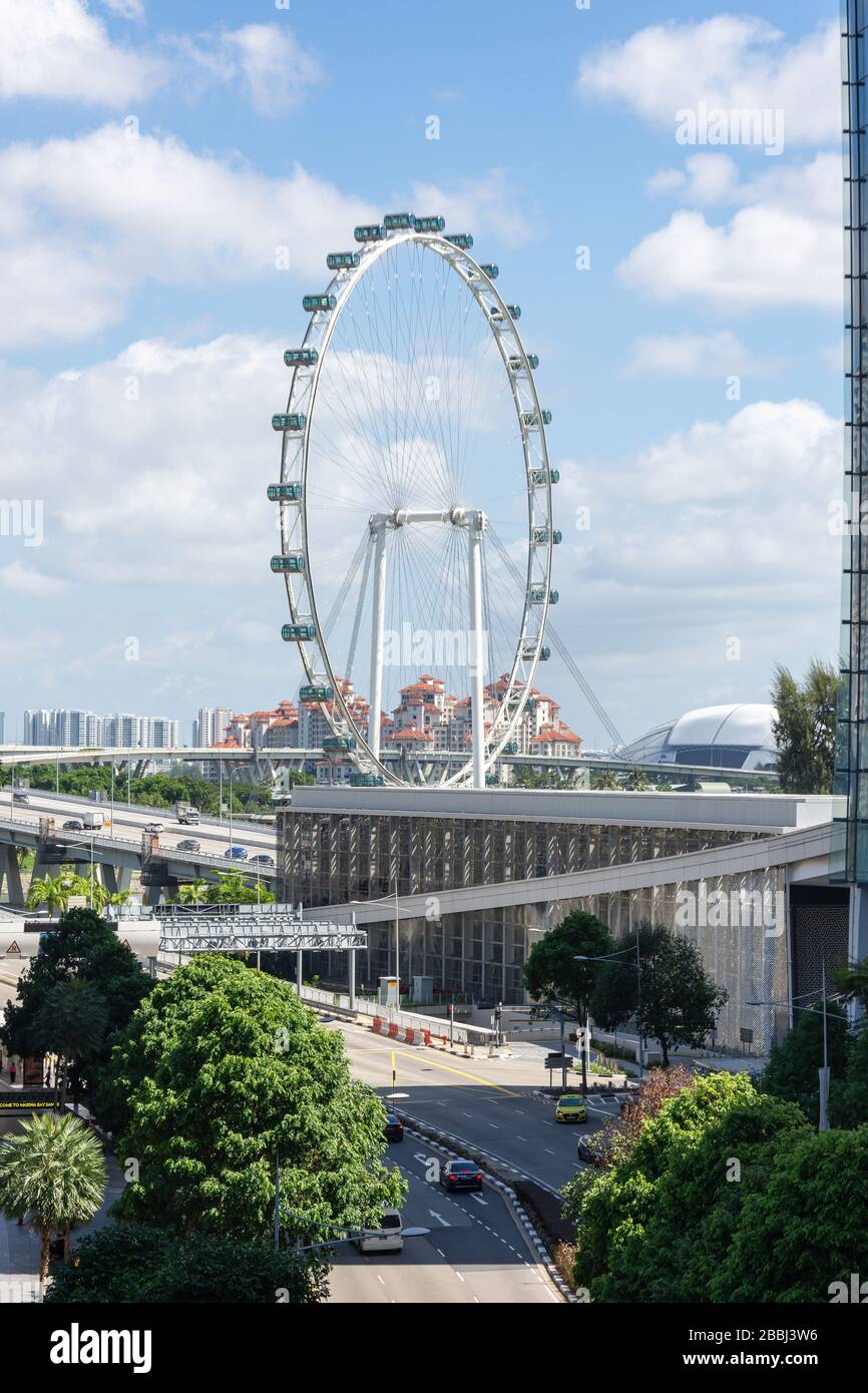 Singapore Flyer observation wheel from Gardens by the Bay, Marina Bay, Civic District, Singapore Stock Photo