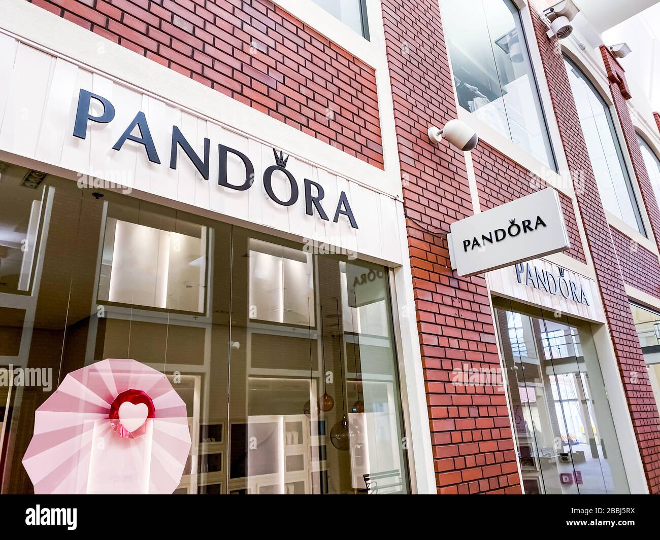 Pandora store of chain of fashion jewelry accessories stores, located in  modern shopping mall. Mobile photo. Bialystok, Poland - February 16, 2020  Stock Photo - Alamy