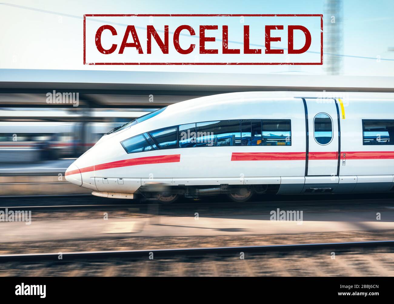 Trains cancelled due to pandemic of coronavirus Stock Photo