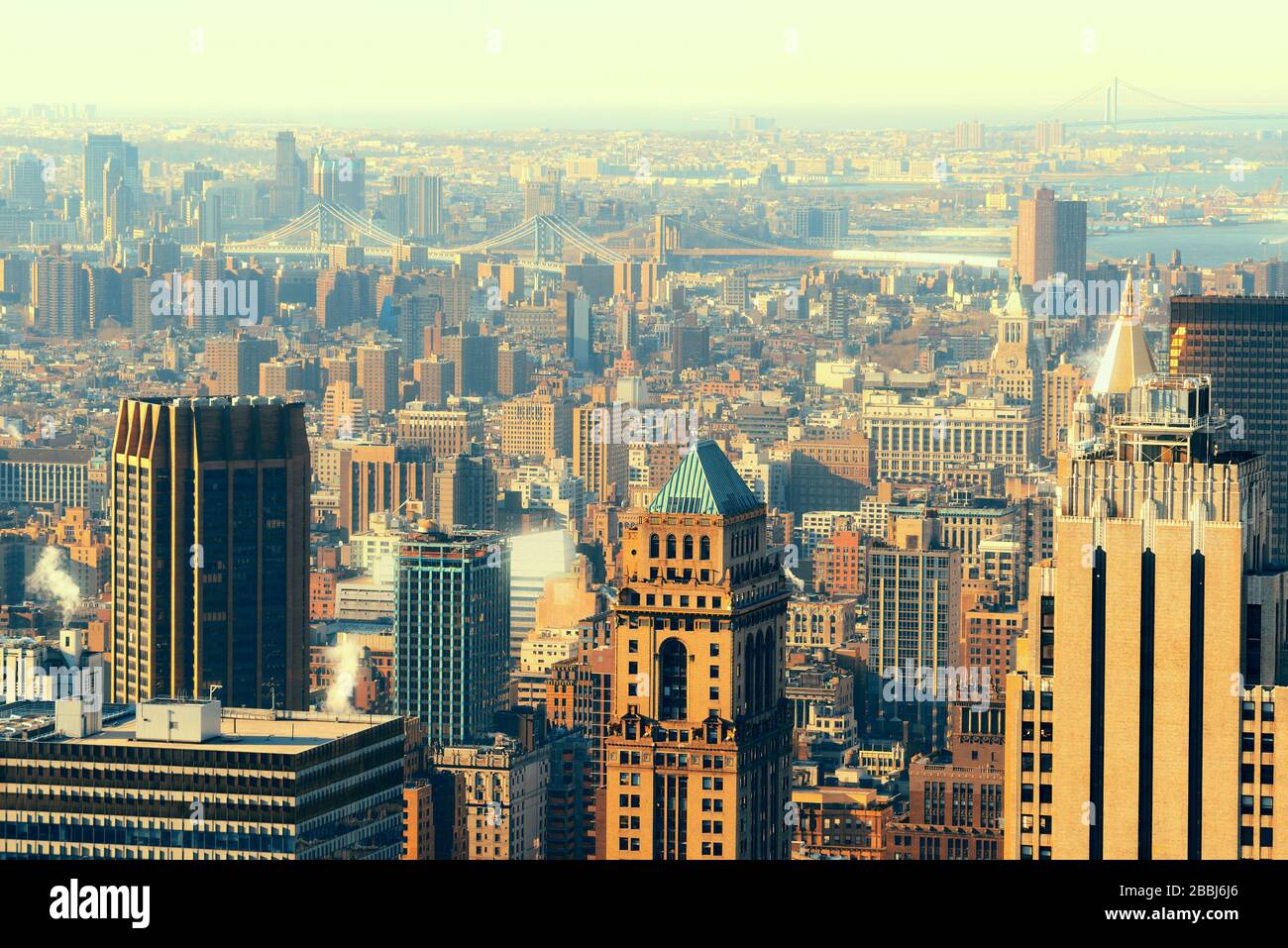 New York City skyscrapers rooftop urban view Stock Photo - Alamy