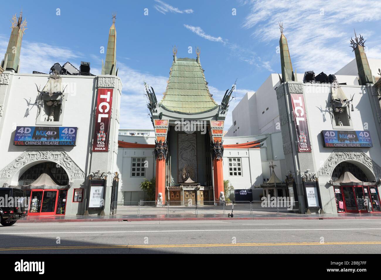 The TCL Chinese Theater in Hollywood, Los Angeles on March 22, 2020 during the Coronavirus lockdown. Stock Photo