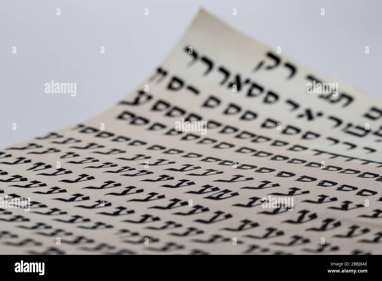 Study of Hebrew writing - style of Torah scroll, (Bible) random letters in Hebrew on leather ...