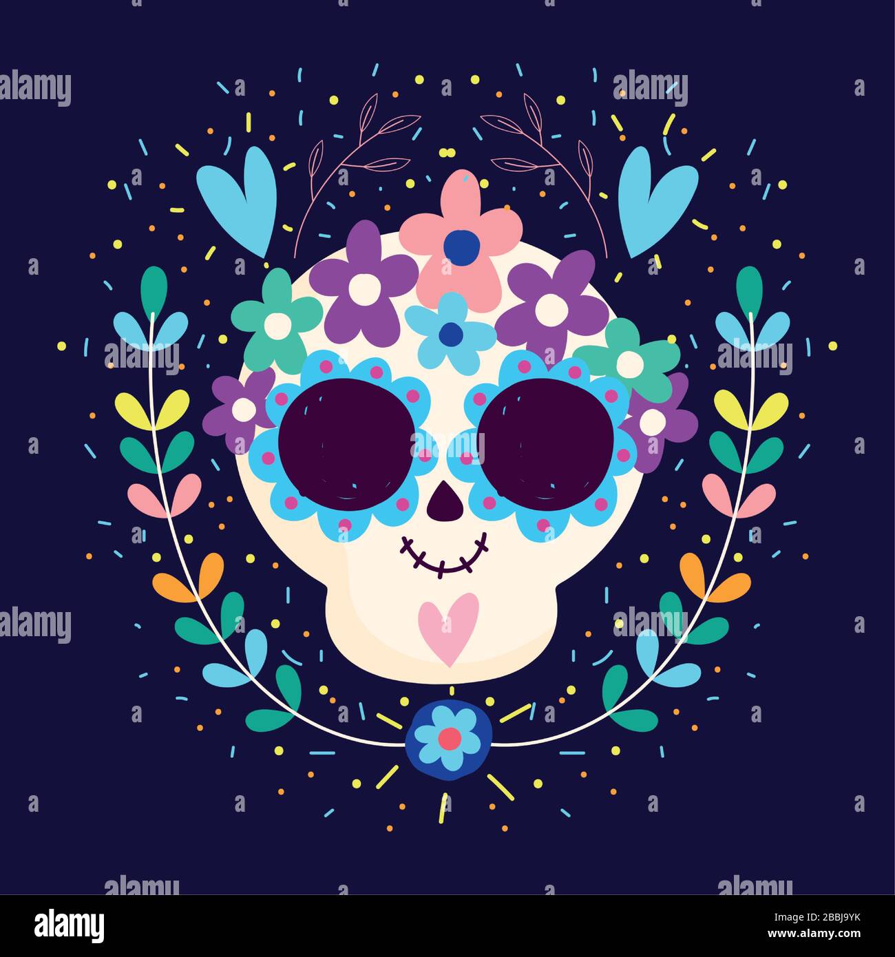 day of the dead, skull hearts flowers blossom traditional mexican ...