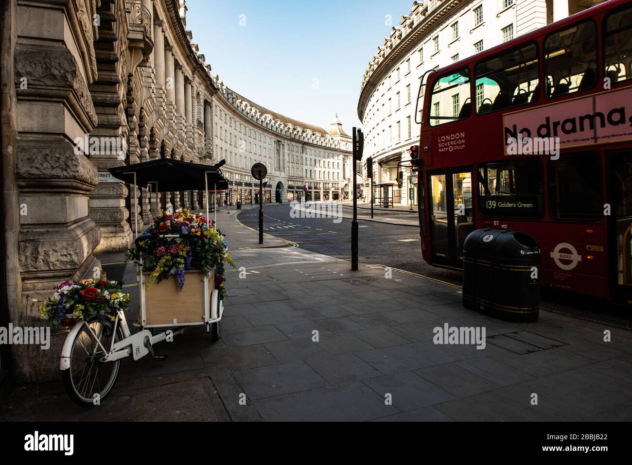 Oxford circus,London,England deserted due to corona virus lockdown. Stock Photo