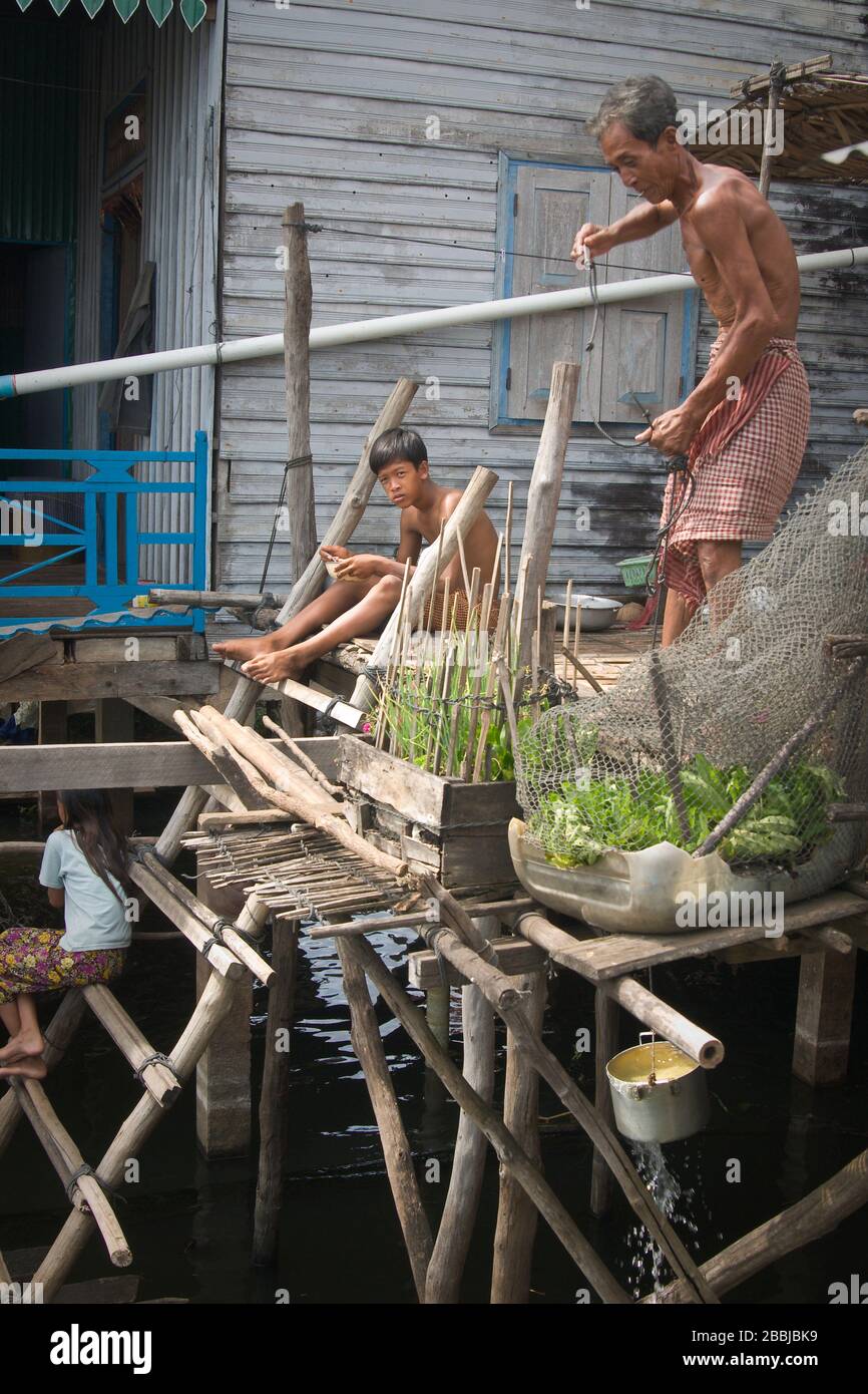 Life on Tonle Lake, Cambodia Stock Photo