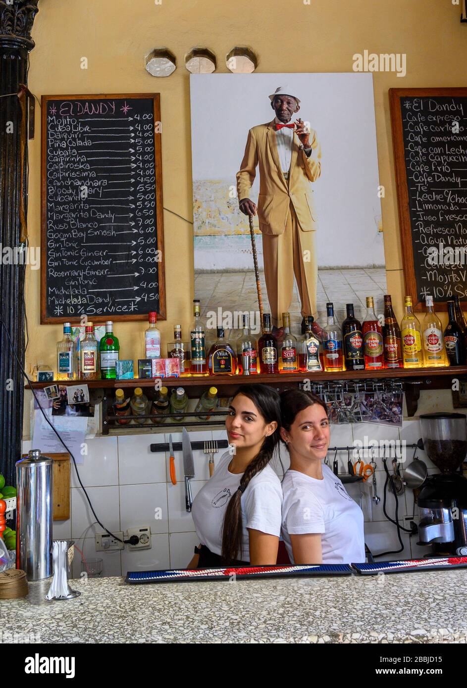 Barristas at Cafe El Dande, Havana, Cuba Stock Photo