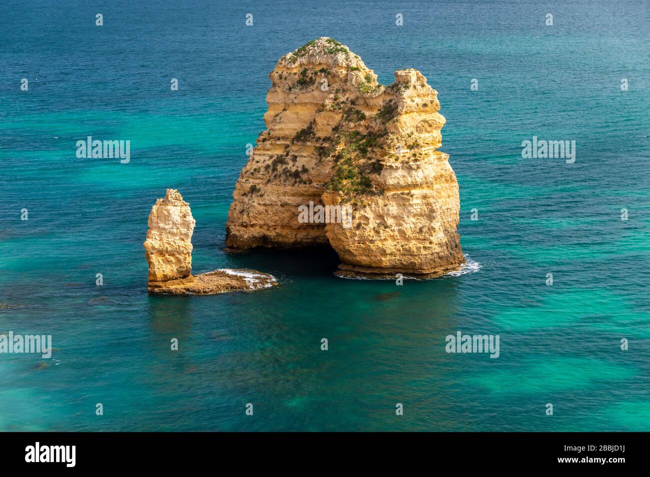 Atlantic Ocean and Cliffs in Lagos, Portugal Stock Photo