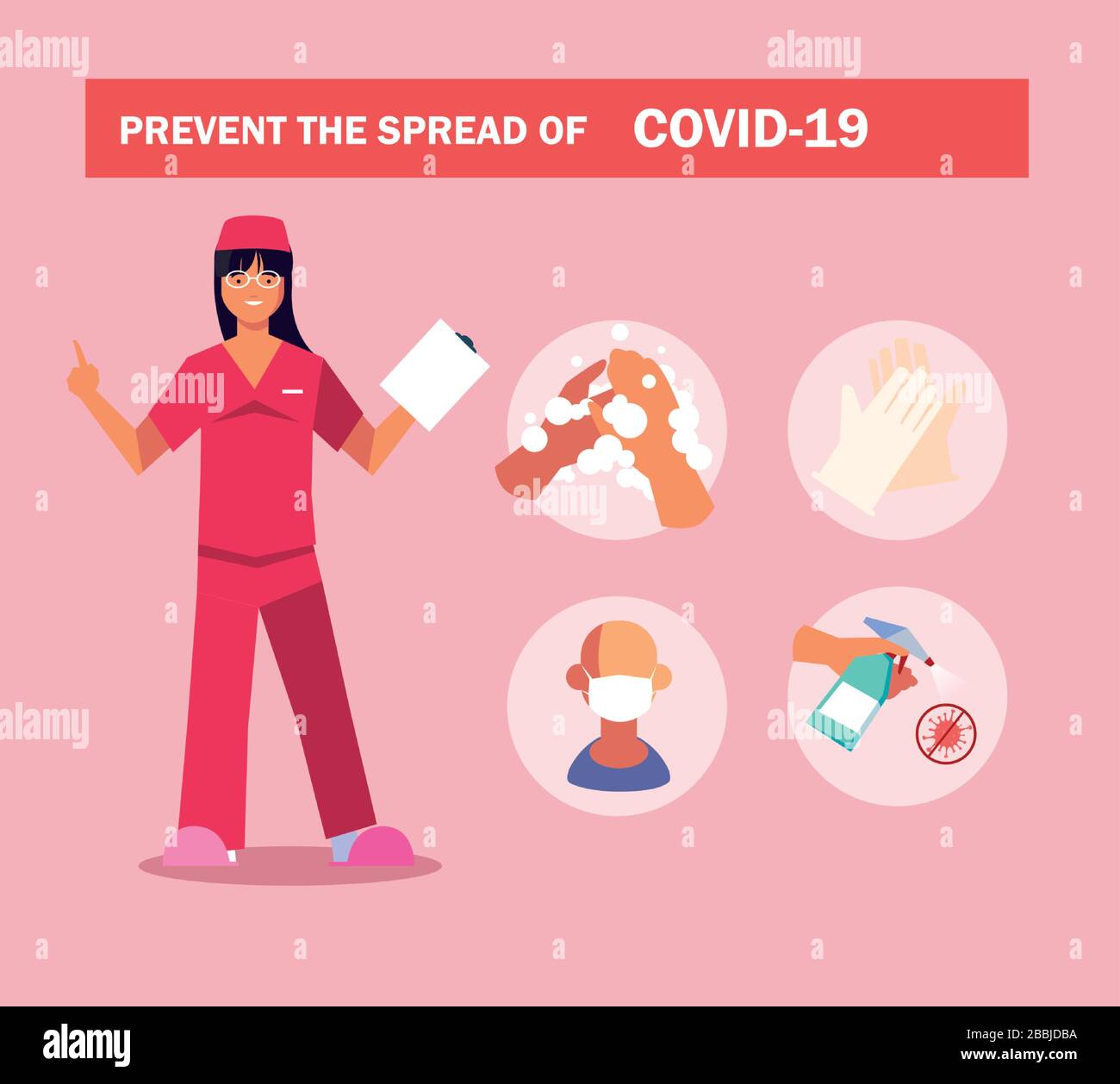 woman doctor explain Infographics how prevent the spread of covid 19 ...