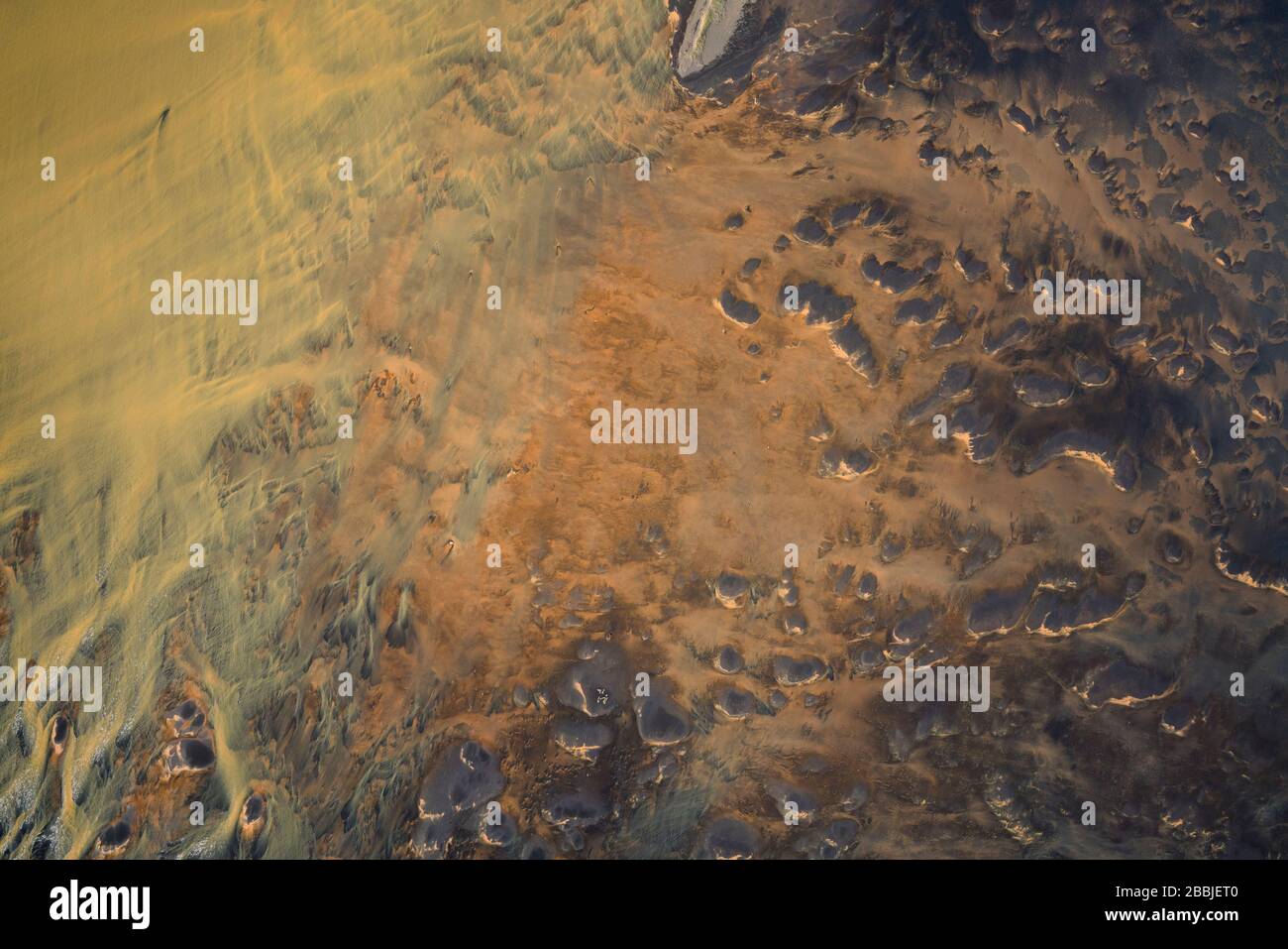 Aerial view of braided orange rivers in southern Iceland Stock Photo ...