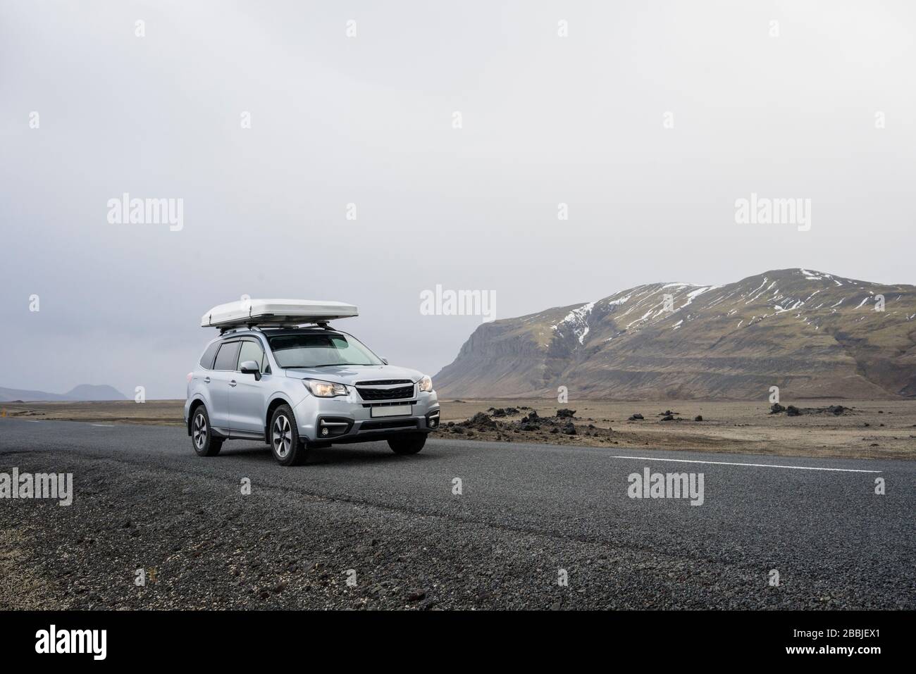 Car driving on road in Iceland Stock Photo Alamy