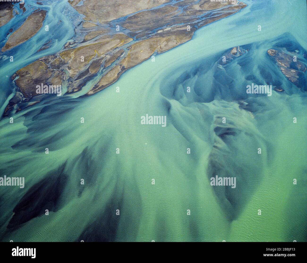 Aerial view of braided rivers in southern Iceland Stock Photo - Alamy