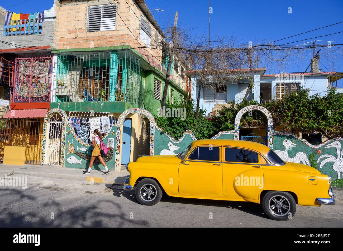 Fusterlandia, public-art installations by local artist José Fuster, with colorful, whimsical mosaics, Playa de Jaimanitas,   Havana, Cuba Stock Photo