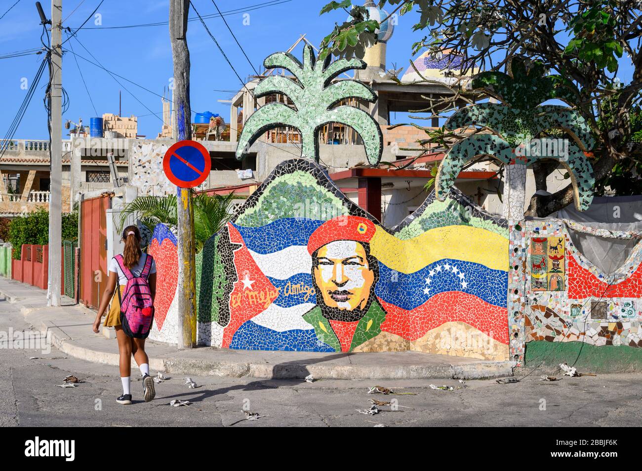 Fusterlandia, public-art installations by local artist José Fuster, with colorful, whimsical mosaics, Playa de Jaimanitas, Havana, Cuba Stock Photo