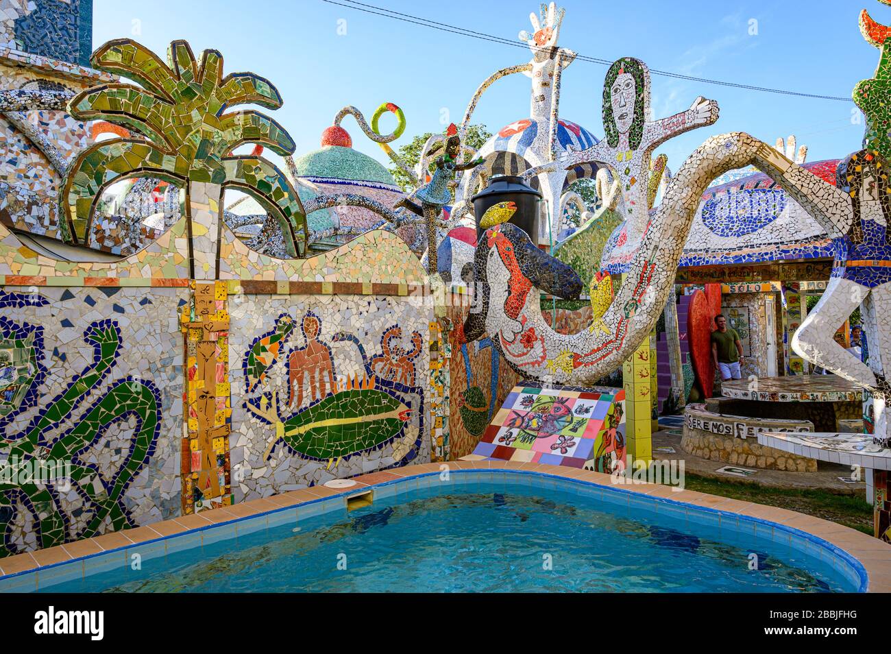 Fusterlandia, public-art installations by local artist José Fuster, with colorful, whimsical mosaics, Playa de Jaimanitas, Havana, Cuba Stock Photo