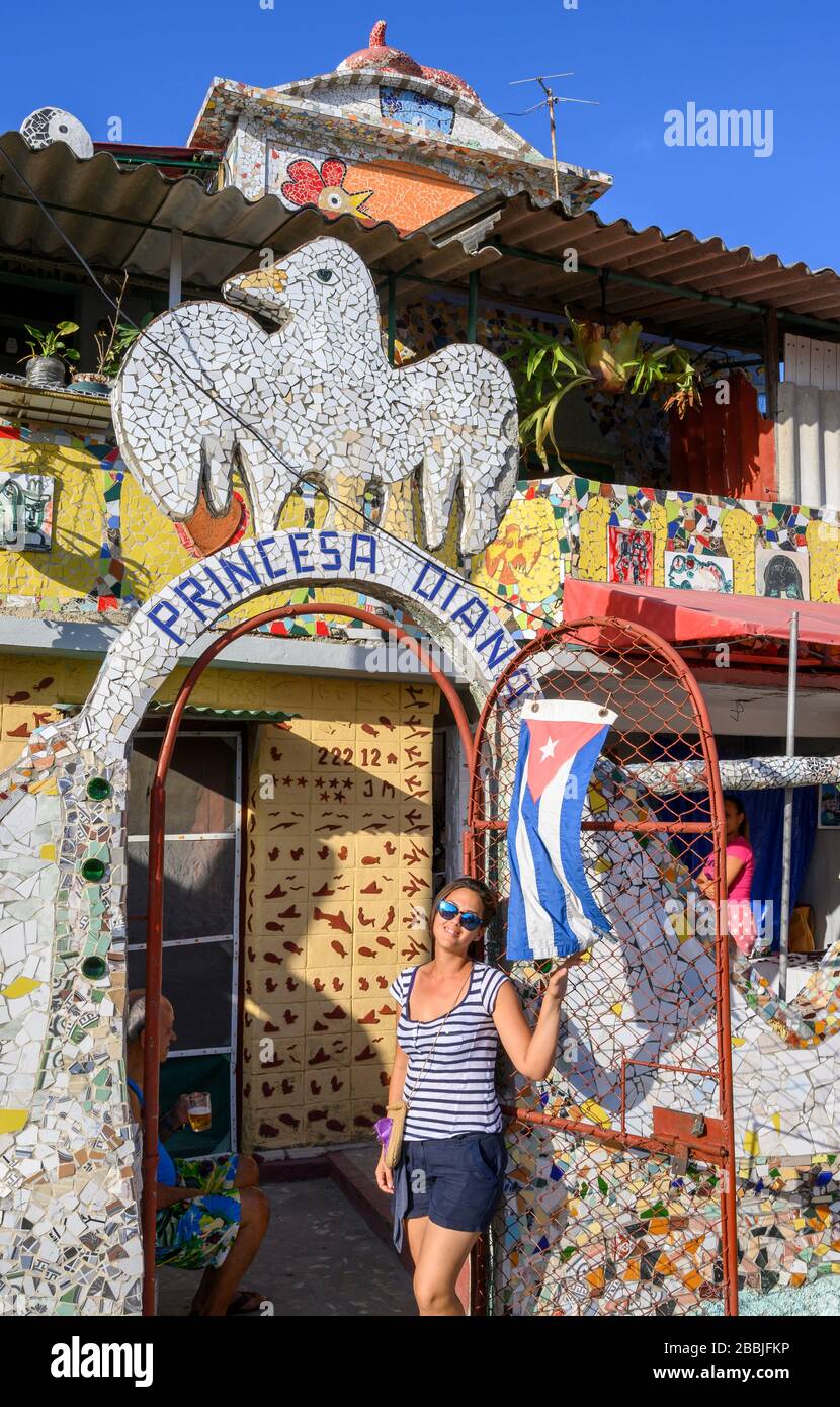 Fusterlandia, public-art installations by local artist José Fuster, with colorful, whimsical mosaics, Playa de Jaimanitas,  Havana, Cuba Stock Photo