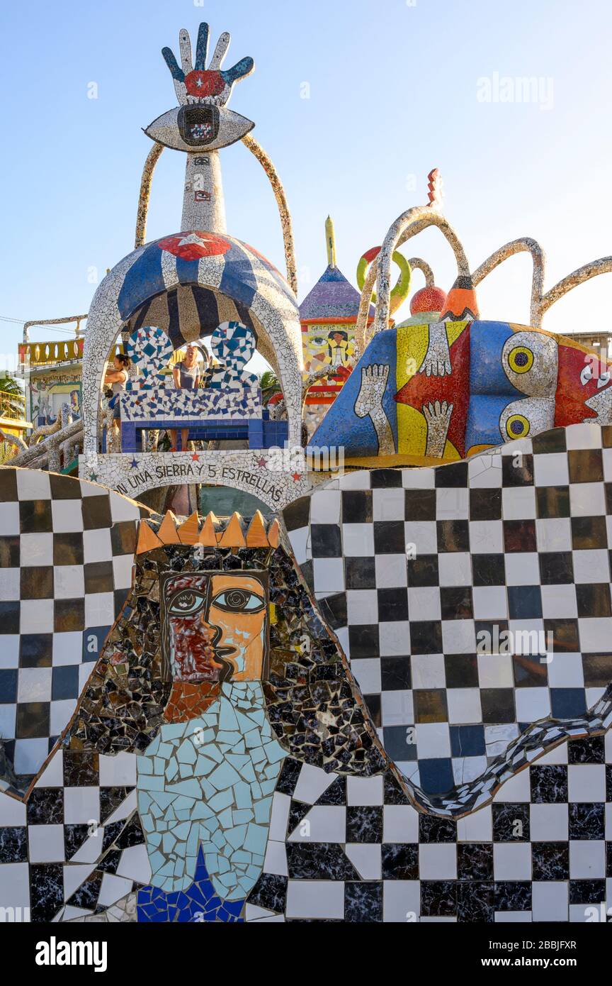 Fusterlandia, public-art installations by local artist José Fuster, with colorful, whimsical mosaics, Playa de Jaimanitas, Havana, Cuba Stock Photo