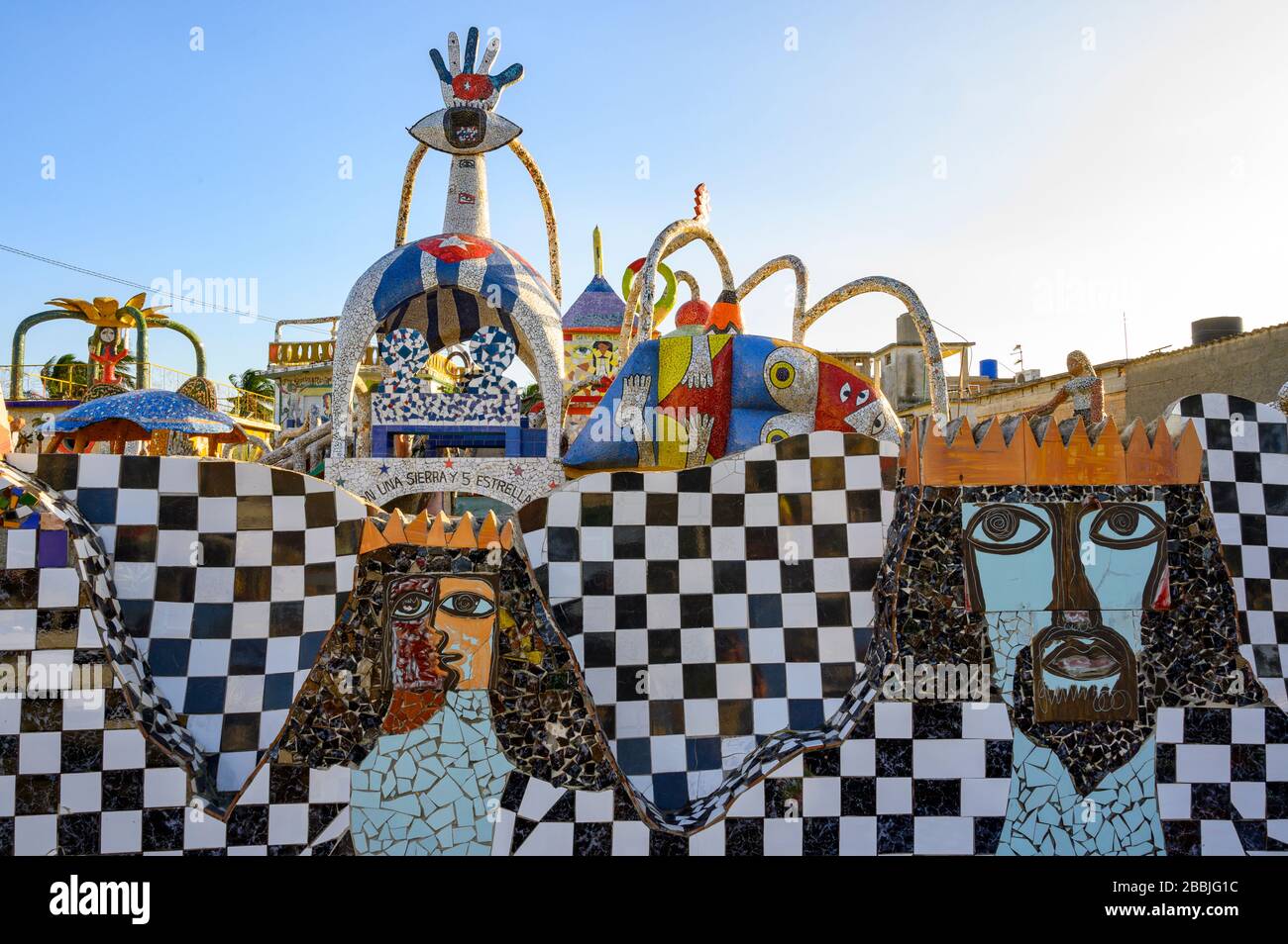 Fusterlandia, public-art installations by local artist José Fuster, with colorful, whimsical mosaics, Playa de Jaimanitas,  Havana, Cuba Stock Photo