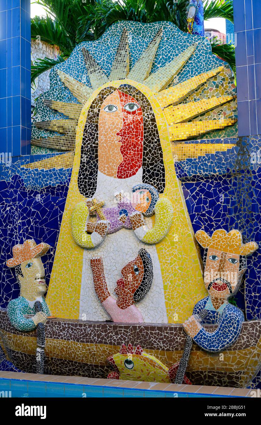 Fusterlandia, public-art installations by local artist José Fuster, with colorful, whimsical mosaics, Playa de Jaimanitas, Havana, Cuba Stock Photo