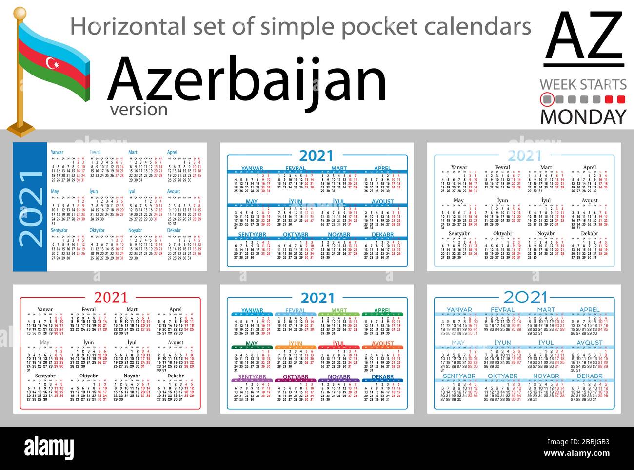 Azerbaijan horizontal set of pocket calendars for 2020 (two thousand