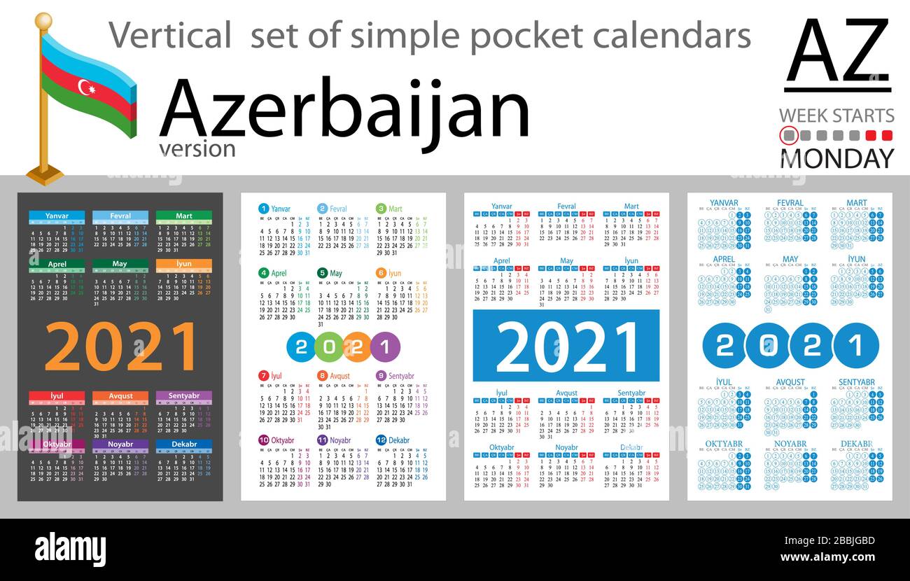 Azerbaijan vertical set of pocket calendars for 2020 (two thousand