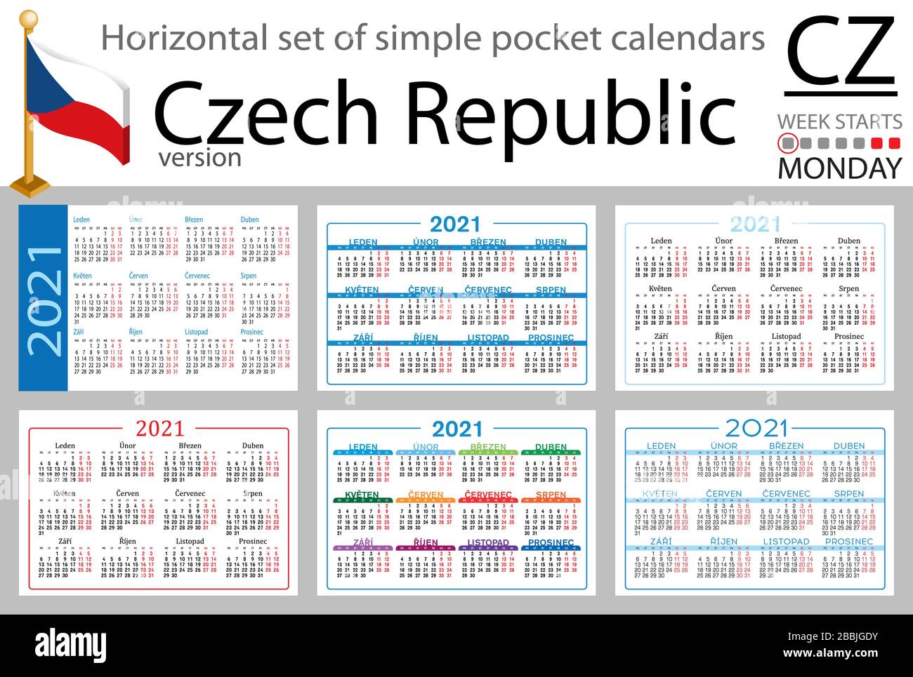 Czech Republic horizontal set of pocket calendars for 2020 (two