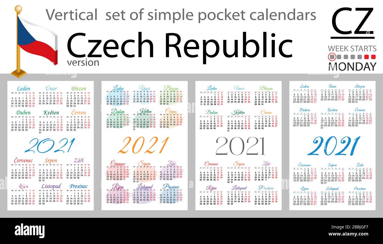 Czech Republic vertical set of pocket calendars for 2020 (two thousand