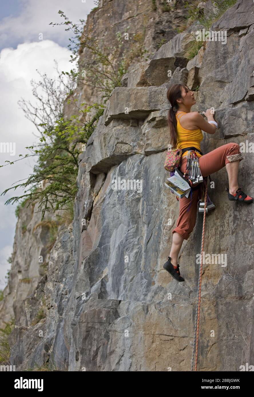 climbing in south Wales Stock Photo Alamy
