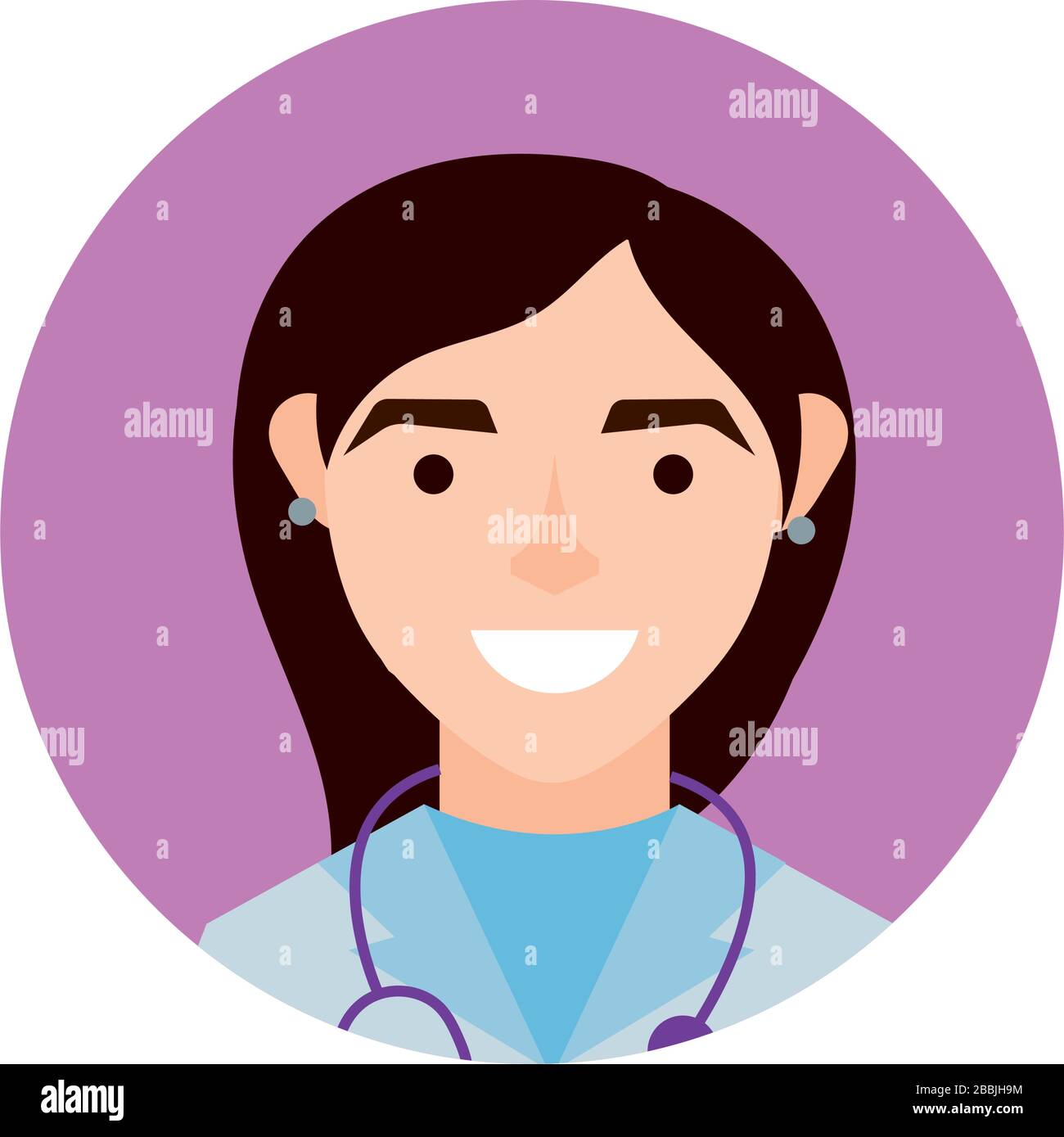 female doctor with stethoscope character block and flat style Stock ...