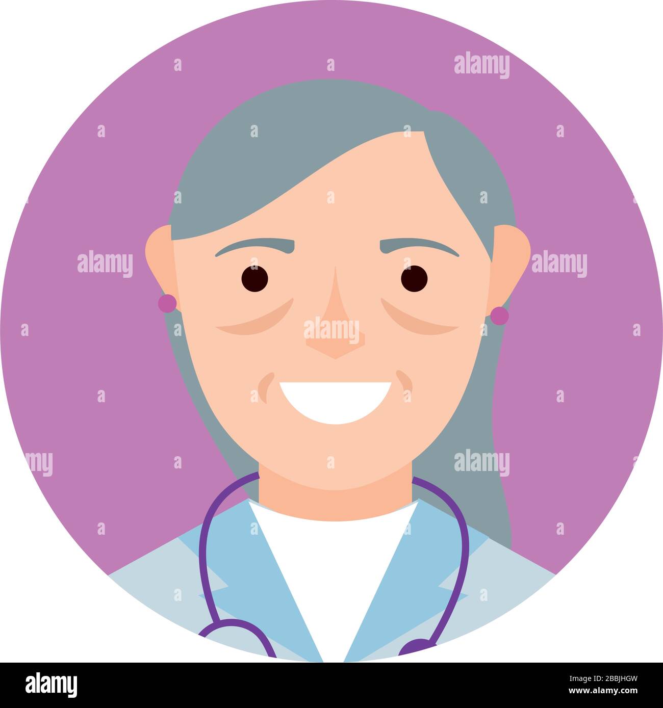 female doctor with stethoscope character block and flat style Stock ...