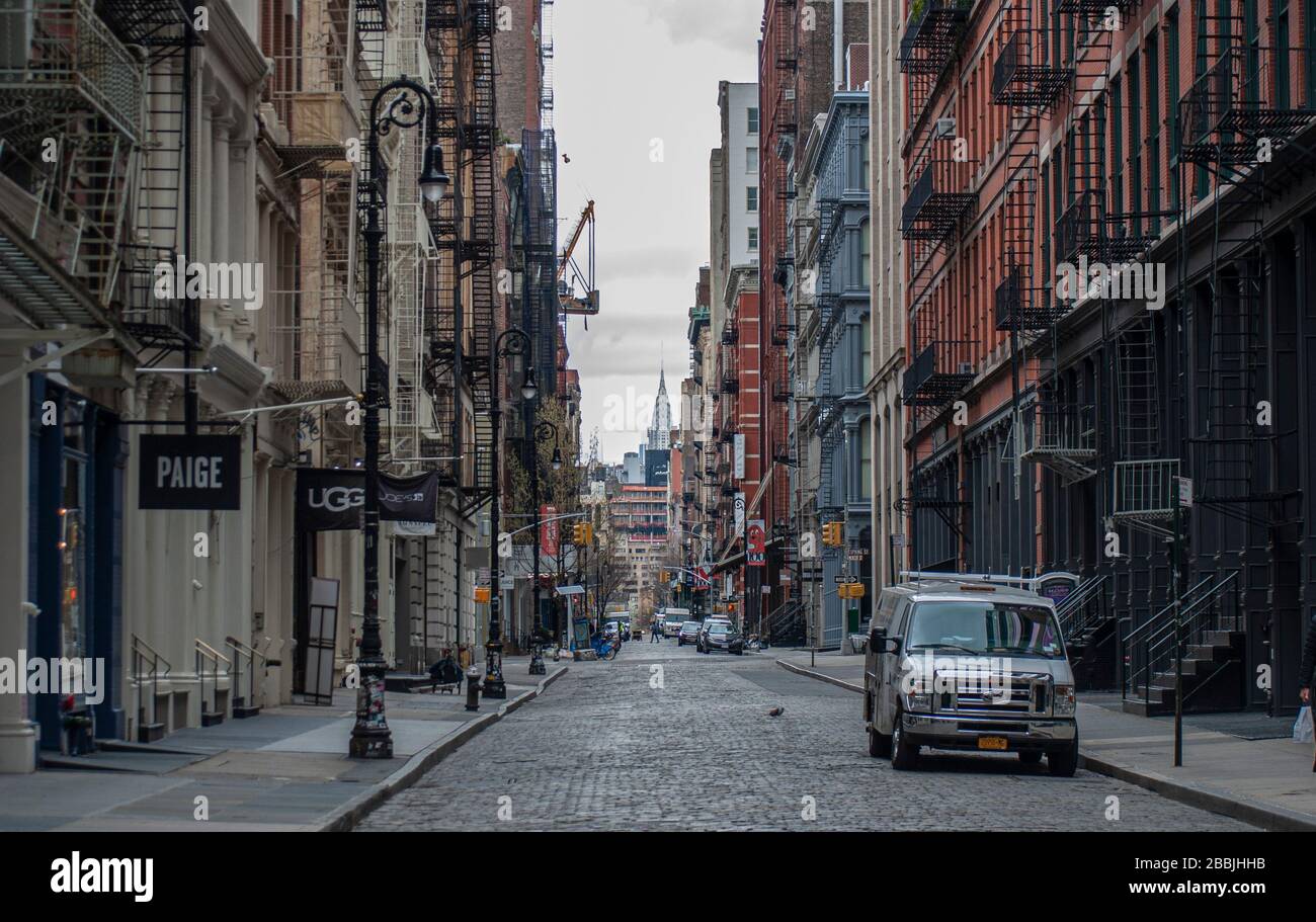 Broome St Soho, New York City during the coronavirus pandemic in March