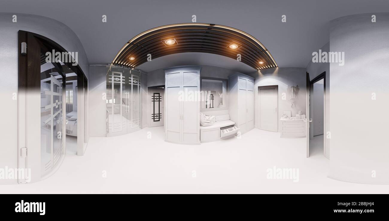 3d illustration hall interior design in classic style. Render is made ...