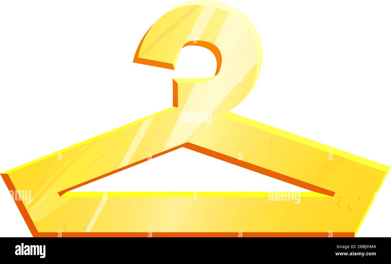 Icon hanger gold symbol for clothes. Interior sign. Hangers silhouette