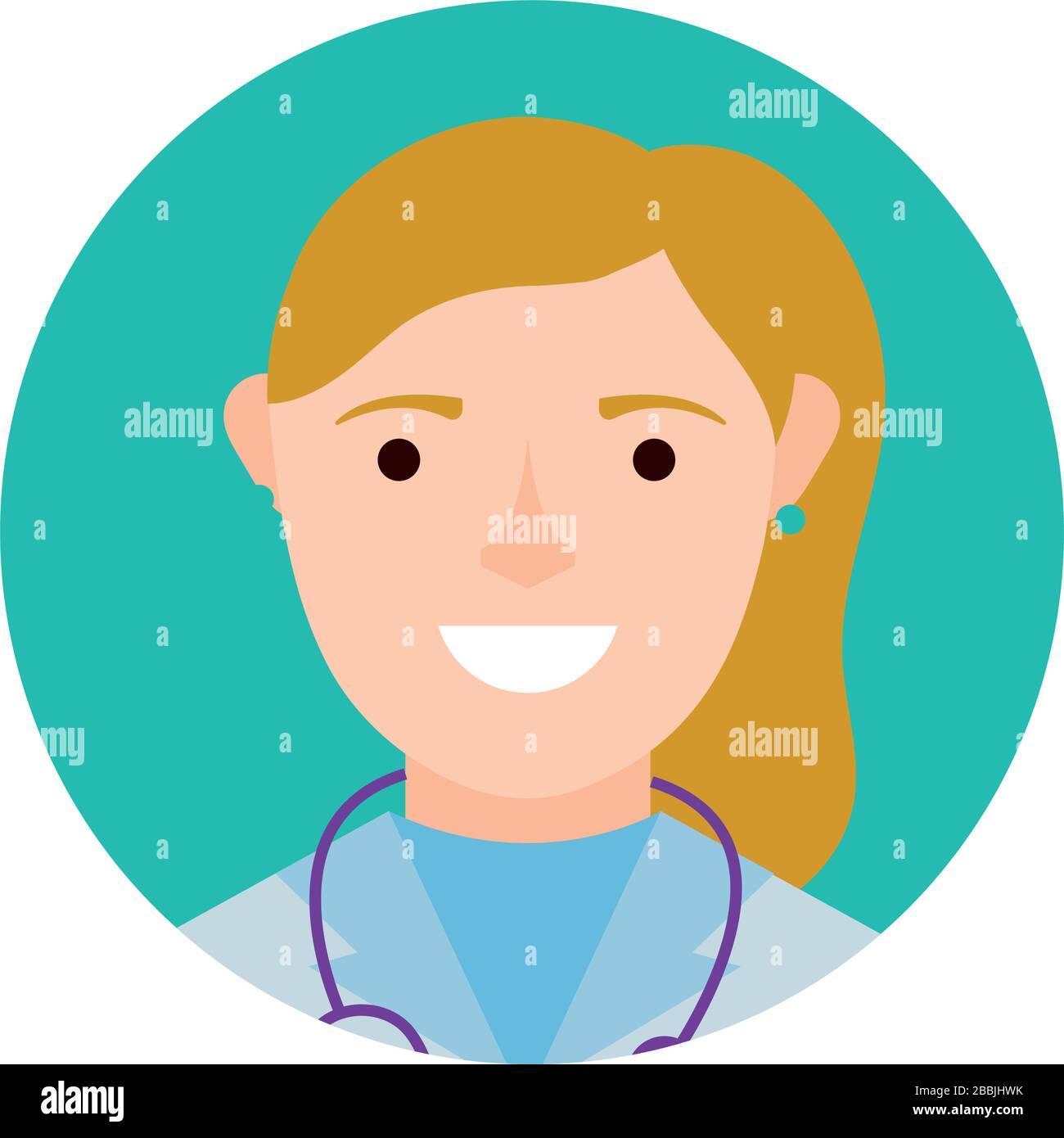 female doctor with stethoscope character block and flat style Stock ...