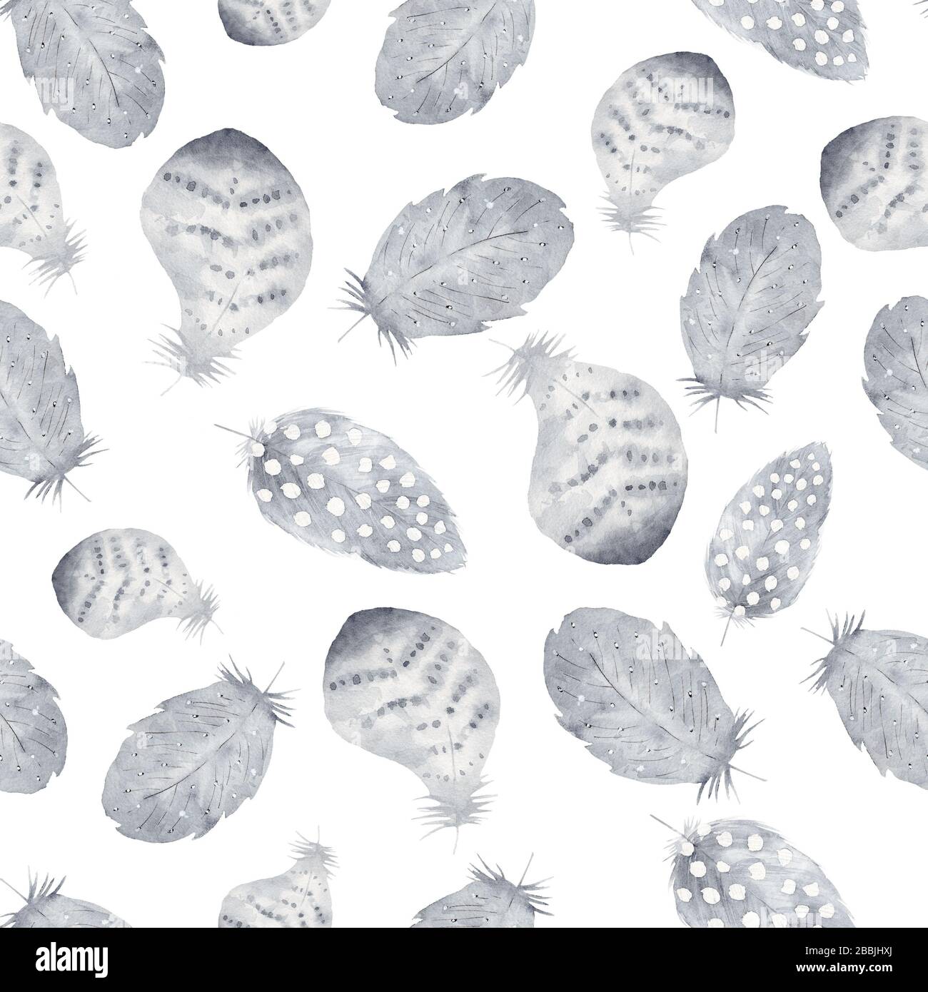 Neutral Feather Pattern Watercolor hand drawn feathers seamless pattern. Neutral color ...