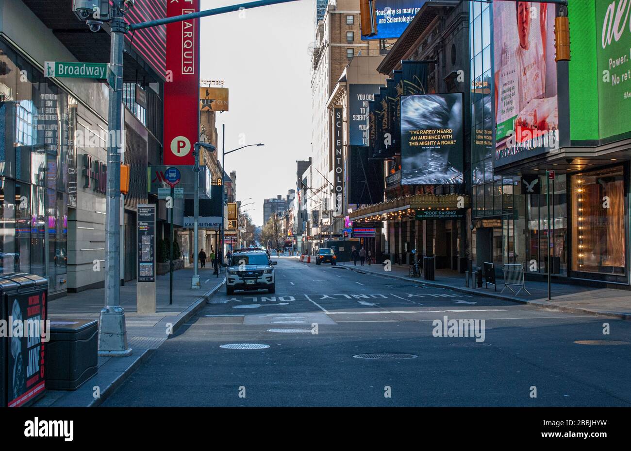 Times Square, New York City during the coronavirus pandemic in March of ...