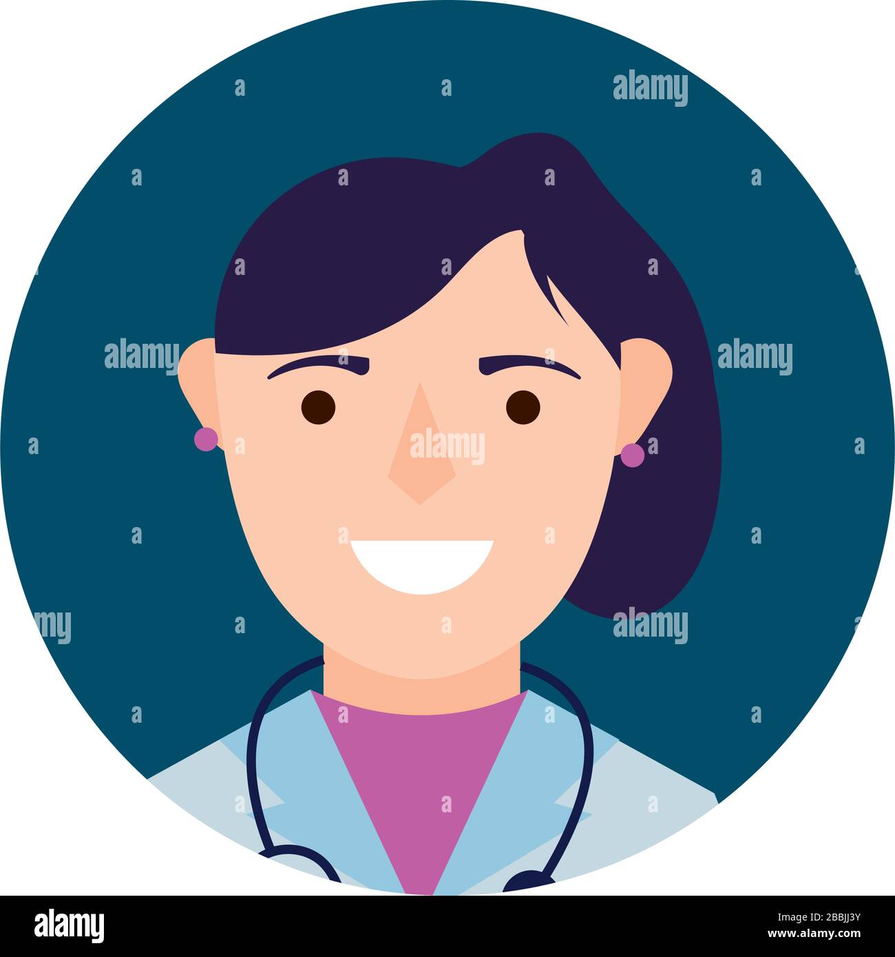 female doctor with stethoscope character block and flat style Stock ...