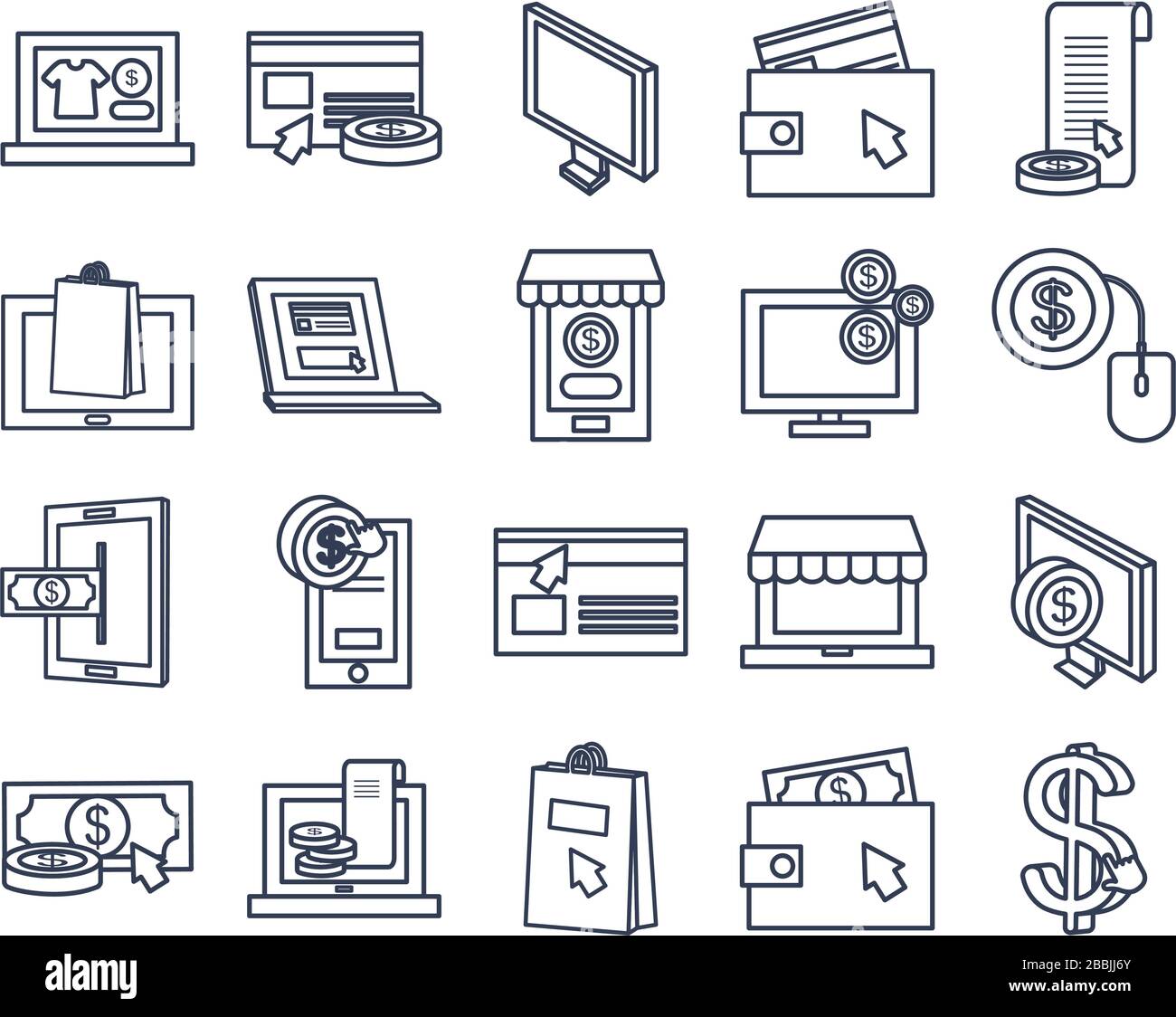 laptop computer and payments online icon set over white background ...