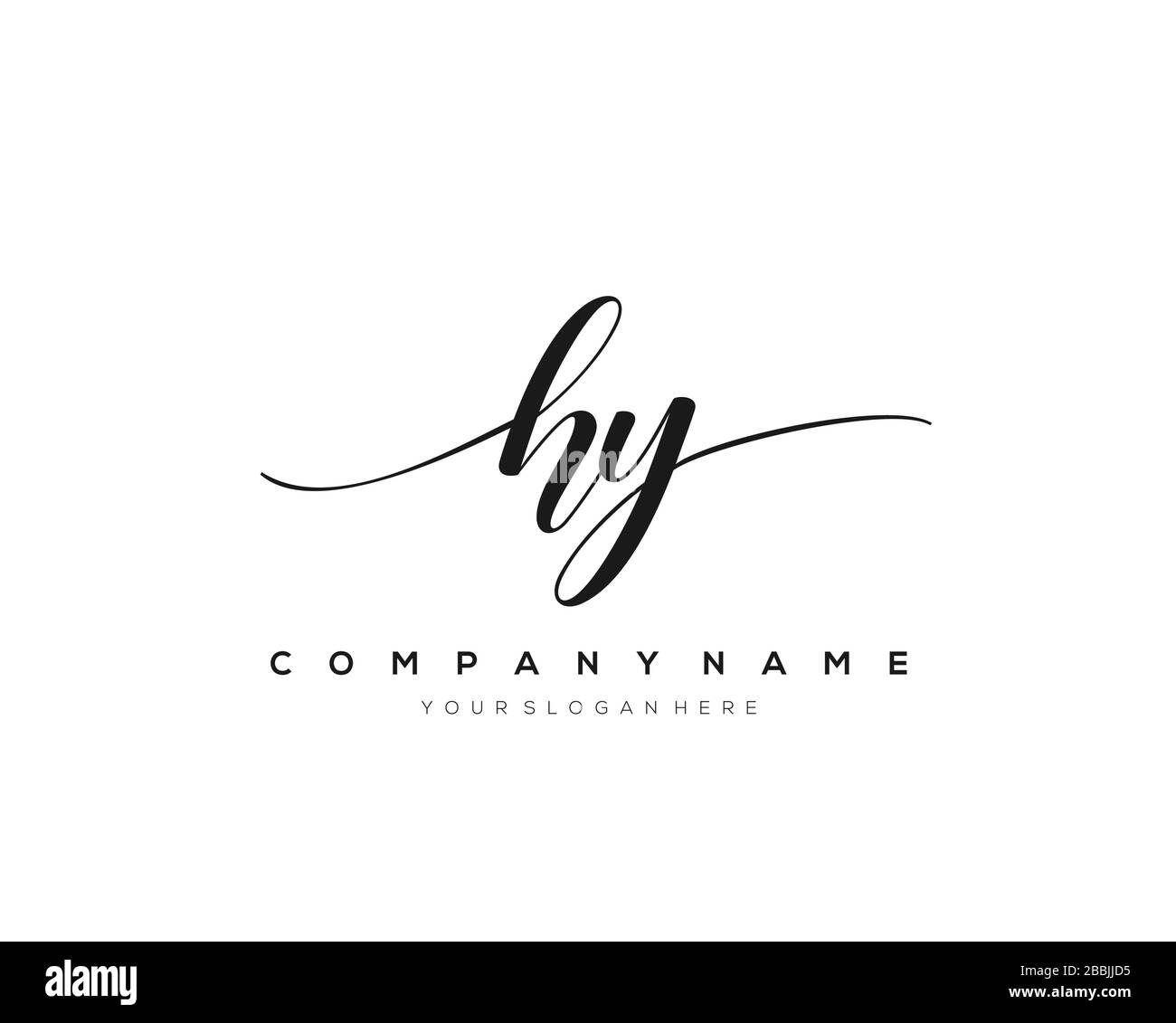 HY Initial Letter handwriting logo hand drawn template vector, logo for beauty, cosmetics, wedding, fashion and business Stock Vector