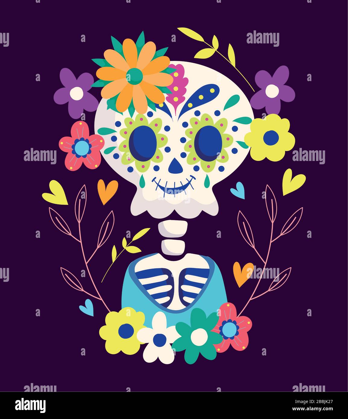 day of the dead, skeleton flowers festive traditional mexican ...