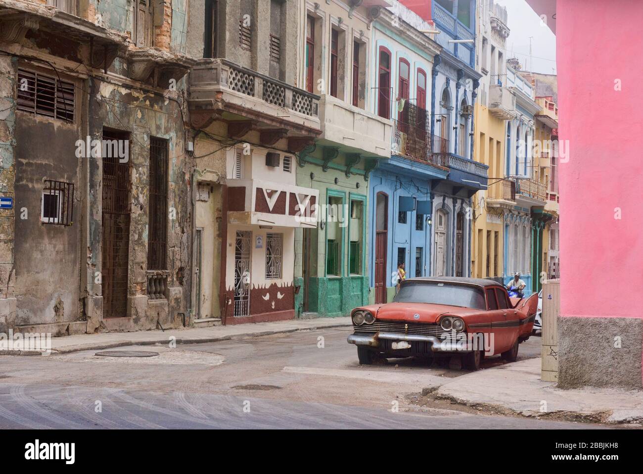 Classic autos and fantastic architecture are part of daily life in Havana, Cuba Stock Photo