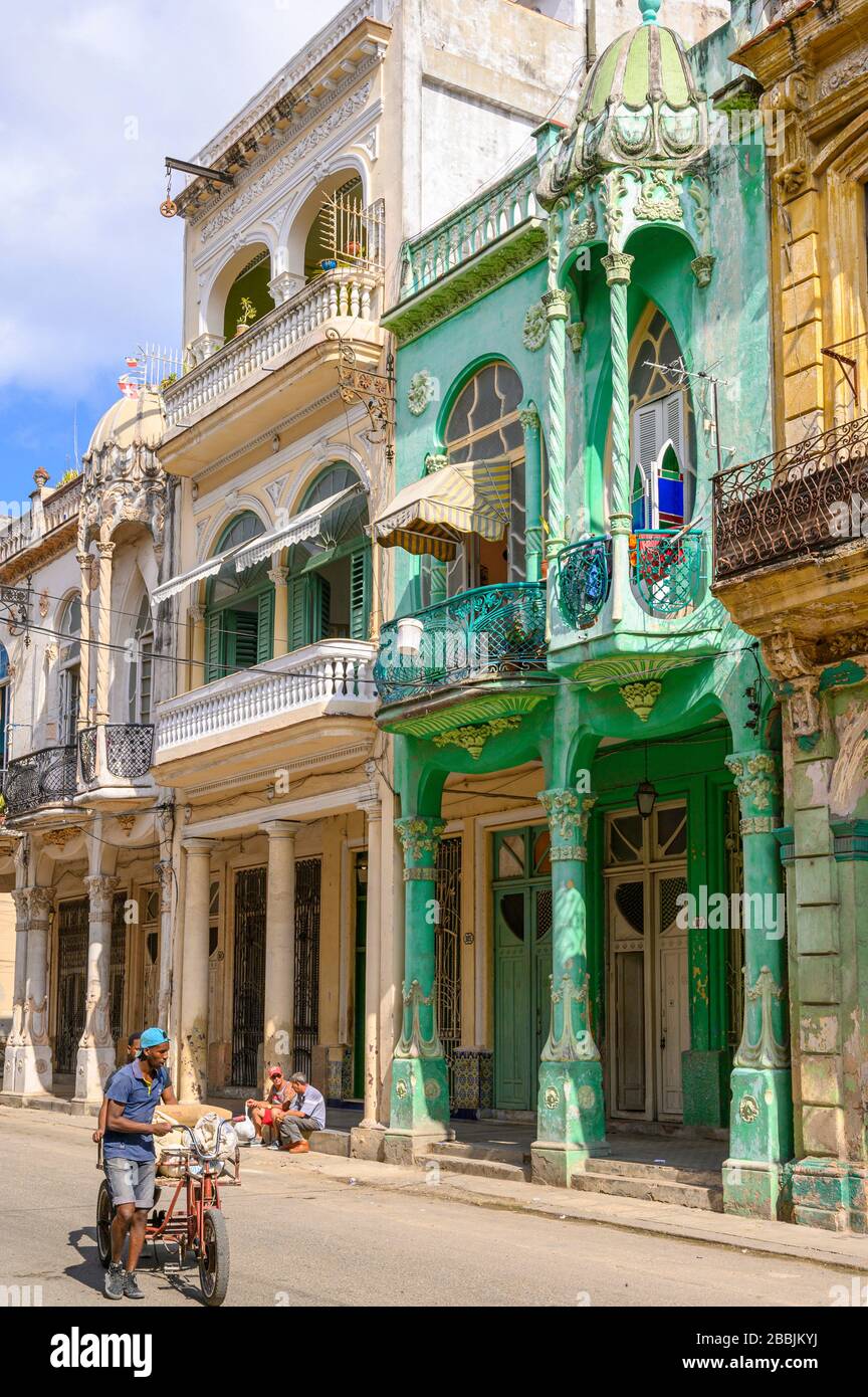 Art Nouveau architecture, Cardenas, Havana, Cuba Stock Photo