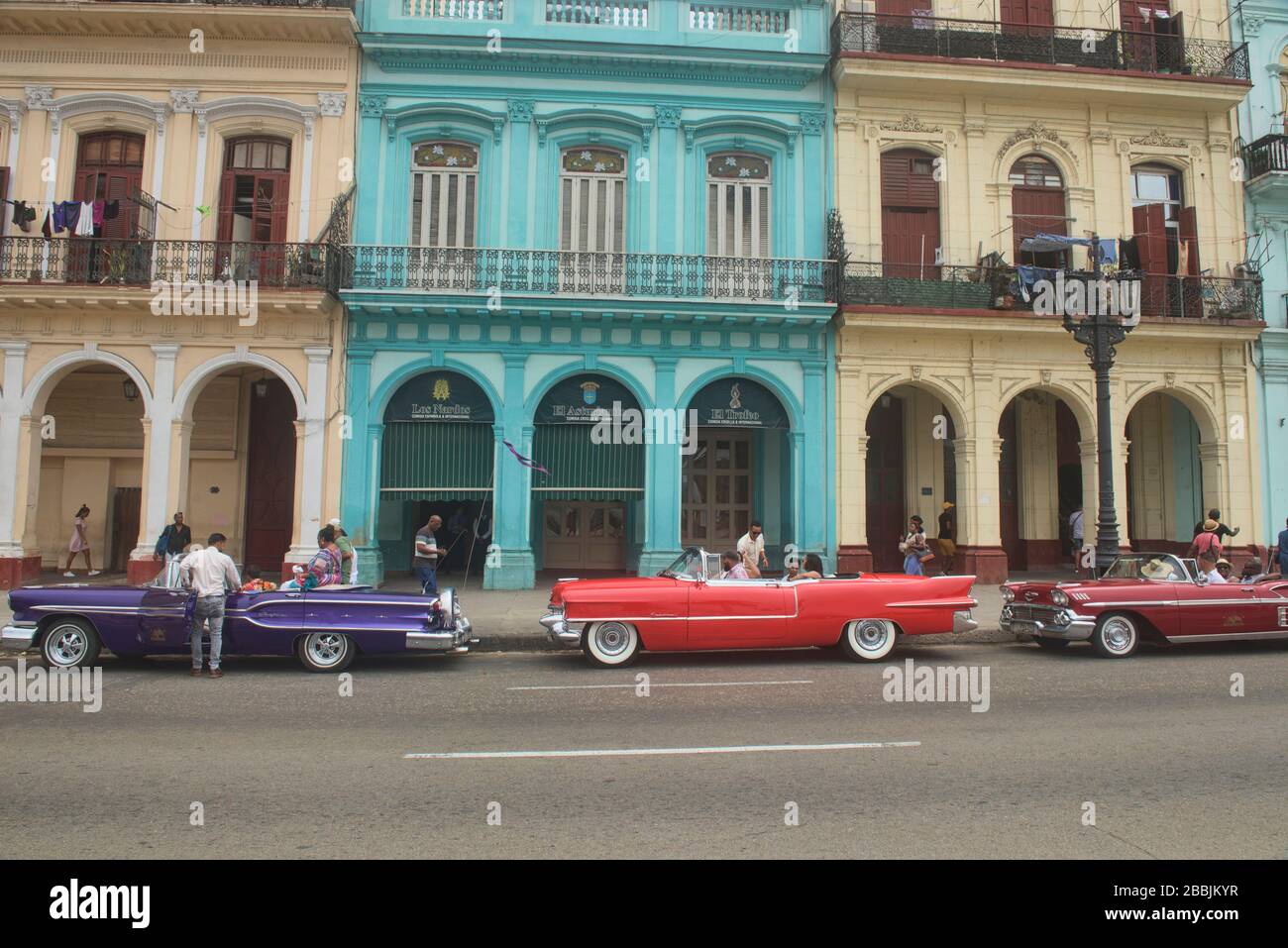 Classic cars and fantastic architecture are part of daily life in Havana, Cuba Stock Photo