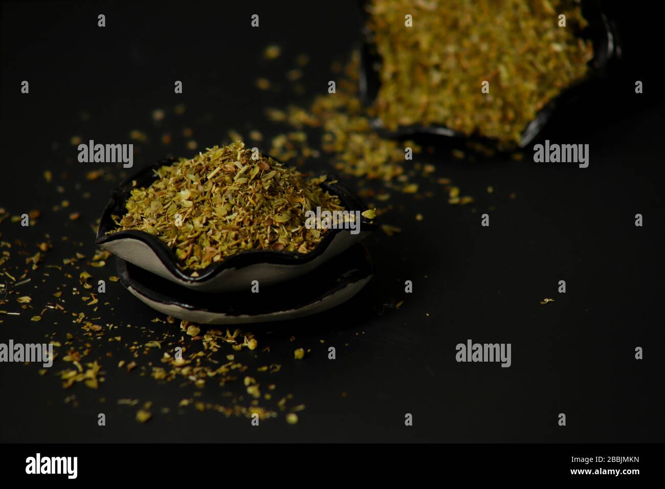 Dry oregano leaves, condiments, herb, spice, medicinal herb Stock Photo