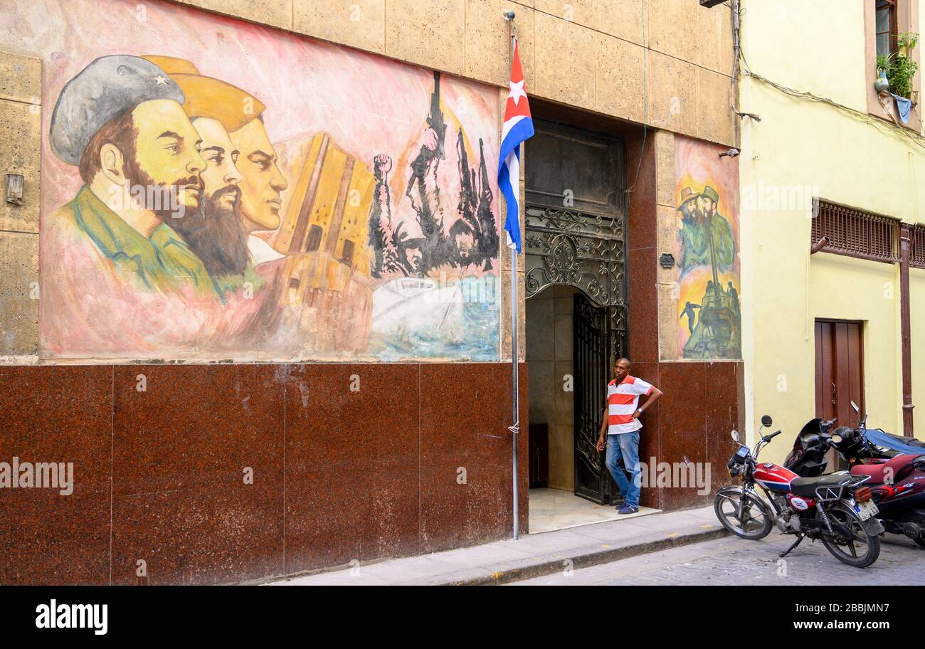 Communist party offices, Havana Vieja, Cuba Stock Photo