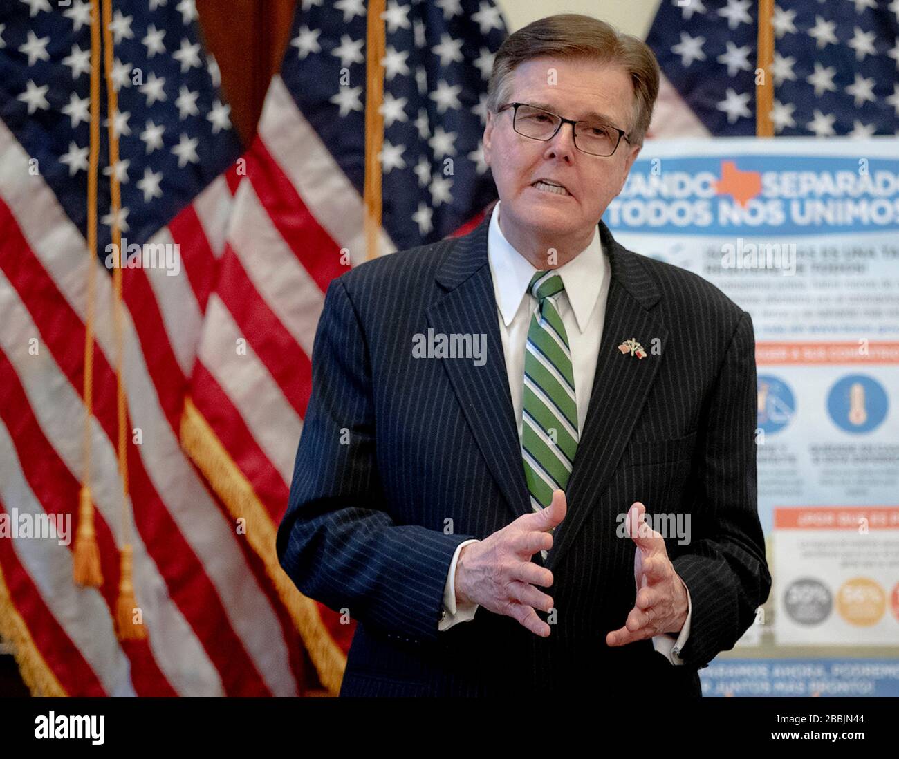 Austin, Texas, USA. 31st Mar, 2020. Texas Lt. Gov. Dan Patrick speaks during a press conference at the state Capitol about the state's response to the coronavirus. Credit: Nick Wagner/AAS/POOL/ZUMA Wire/Alamy Live News Stock Photo