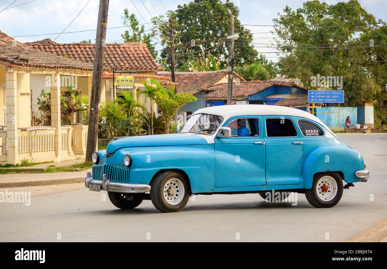 Vintage car, Vinales, Pinar del Rio Province, Cuba Stock Photo