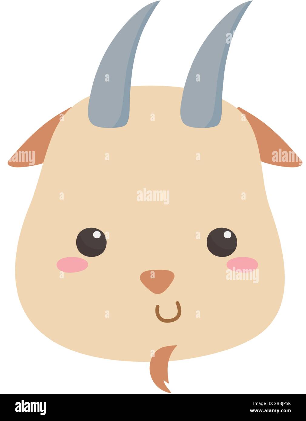 cute little goat face animal cartoon isolated design vector